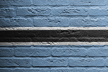 Image showing Brick wall with a painting of a flag, Botswana