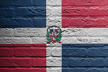 Image showing Brick wall with a painting of a flag, the dominican republic