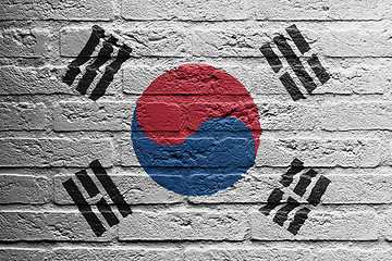 Image showing Brick wall with a painting of a flag, South Korea