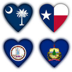Image showing Flags in the shape of a heart, US states