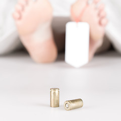 Image showing Dead body with toe tag