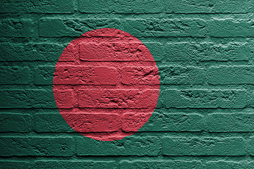 Image showing Brick wall with a painting of a flag, Bangladesh