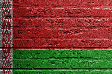 Image showing Brick wall with a painting of a flag, Belarus