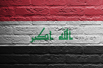 Image showing Brick wall with a painting of a flag, Iraq