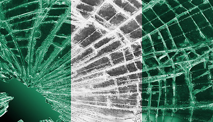 Image showing Broken glass or ice with a flag, Nigeria