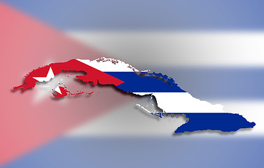 Image showing Map of Cuba filled with flag