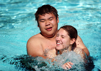 Image showing Fun in the pool