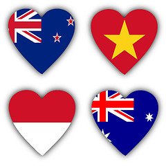 Image showing Flags in the shape of a heart, coutries