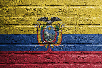 Image showing Brick wall with a painting of a flag, Ecuador