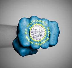 Image showing United states, fist with the flag of South Dakota