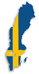 Image showing Map of Sweden filled with flag