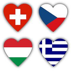 Image showing Flags in the shape of a heart, coutries