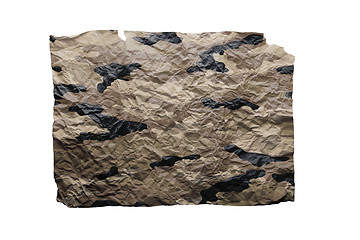 Image showing Camouflaged wrinkled paper isolated