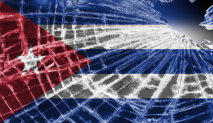 Image showing Broken ice or glass with a flag pattern, Cuba