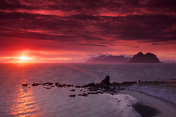 Image showing Midnight sun in Norway