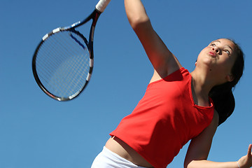 Image showing Girl playing tennis