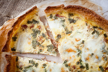 Image showing Quiche with ham and sage