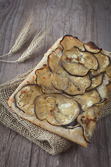 Image showing Sliced pizza with eggplants