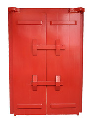 Image showing Heavy red door