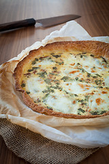 Image showing Quiche with ham and sage