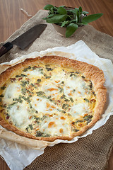 Image showing Quiche with ham and sage