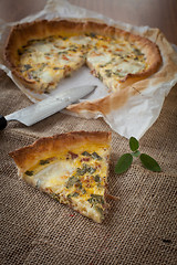 Image showing Quiche with ham and sage