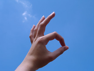 Image showing Ok Sign with sky background