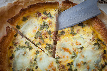 Image showing Quiche with ham and sage