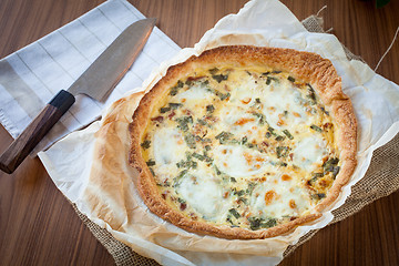 Image showing Quiche with ham and sage