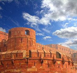 Image showing red fort wall in agra