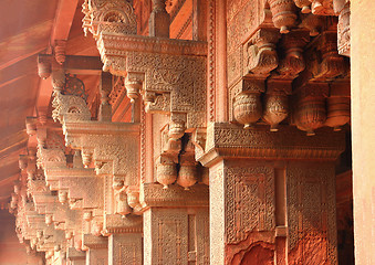 Image showing columns in red Fort of Agra