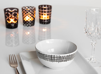 Image showing Table setting with three candles