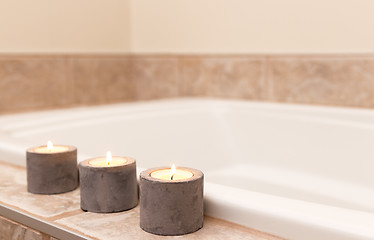 Image showing Three candles decorating bathroom