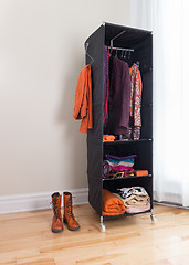 Image showing Mobile clothes organizer in a room