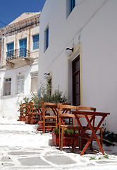 Image showing cafe tables on steps