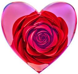 Image showing red rose in glass heart for Valentine's Day
