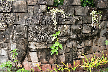 Image showing elephant in old stone wall