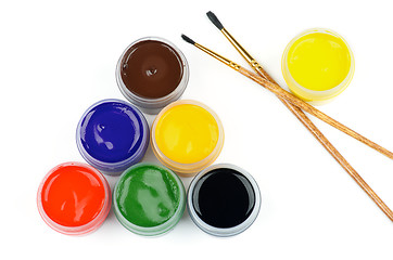 Image showing Watercolors and Brushes