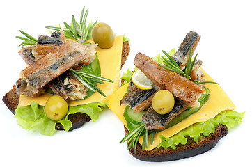 Image showing Two Sardines Sandwiches