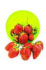 Image showing Strawberries in a green bowl