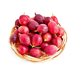 Image showing Gooseberries in a wicker plate