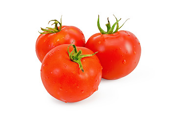 Image showing Tomatoes whole with water drops