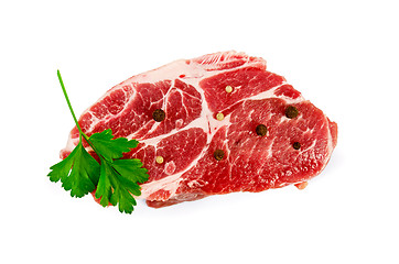 Image showing Meat piece of raw with parsley