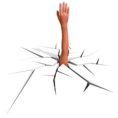 Image showing hand sticks out of a crack