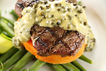 Image showing Steak With Peppercorn Sauce