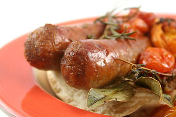 Image showing Baked Tomato And Sausages