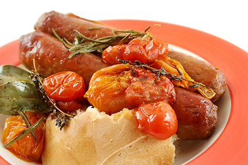 Image showing Baked Tomato And Sausages