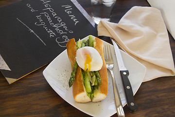 Image showing Asparagus And Poached Eggs