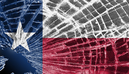 Image showing Broken glass or ice with a flag, Texas