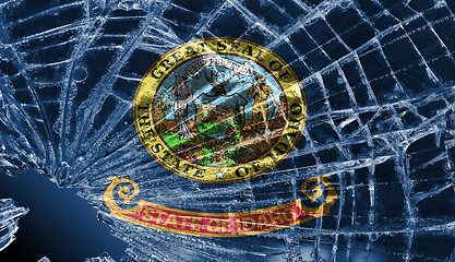 Image showing Broken glass or ice with a flag, 